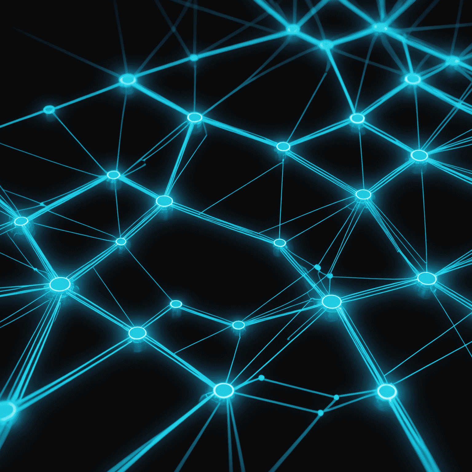 A futuristic visualization of data streams representing optimized VPN connections, with glowing neon blue lines against a dark background