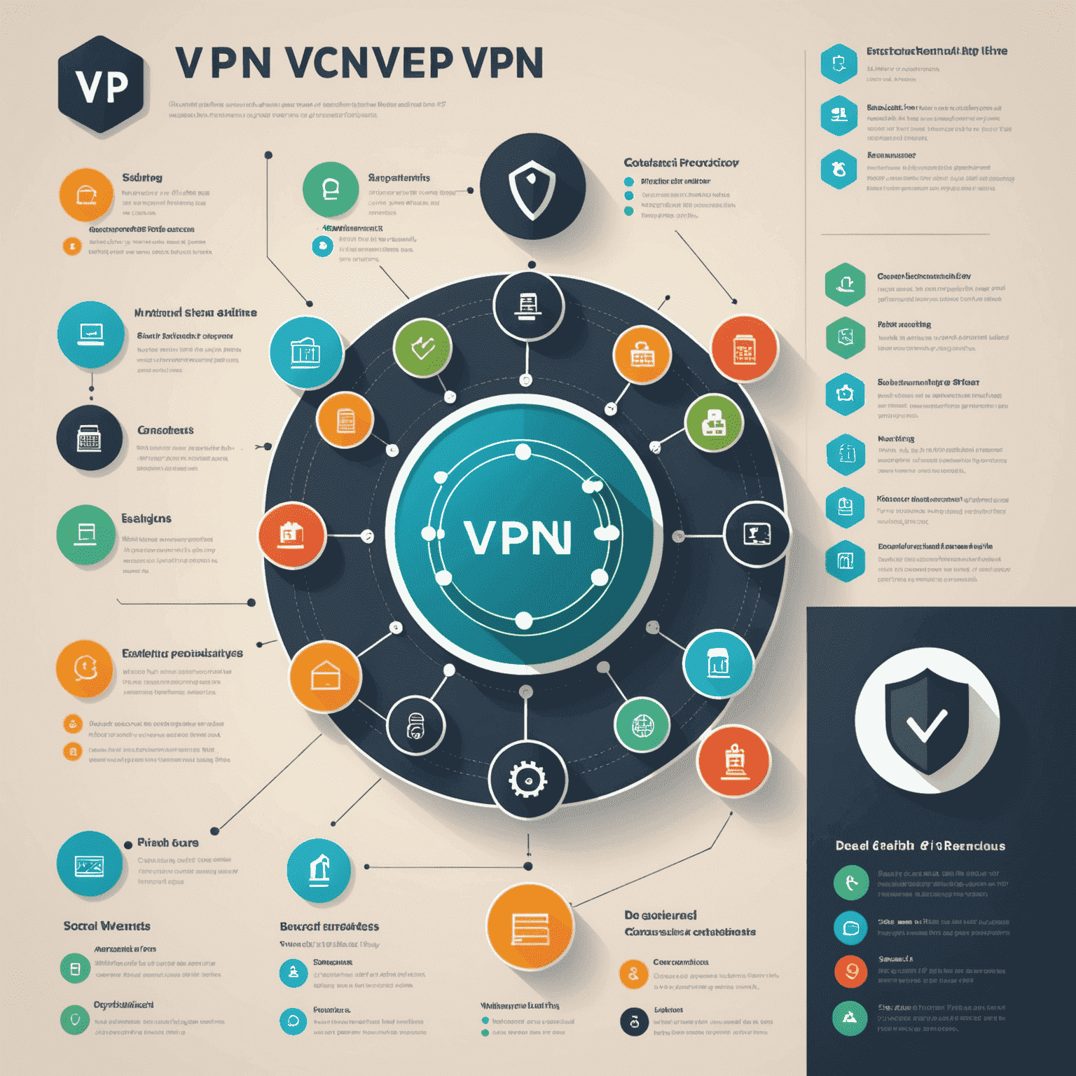 Infographic showing different VPN options with pros and cons, user needs highlighted